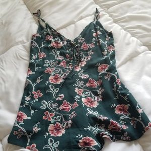 Green floral romper